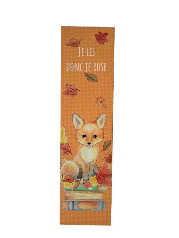 marque-page renard livre lecture automne feuilles papeterie fun, idée cadeau