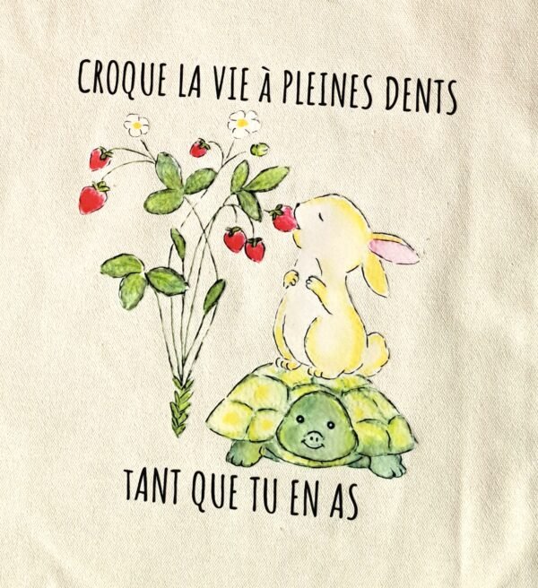 MOTIF SAC LAPIN TORTUE CROQUE LA VIE