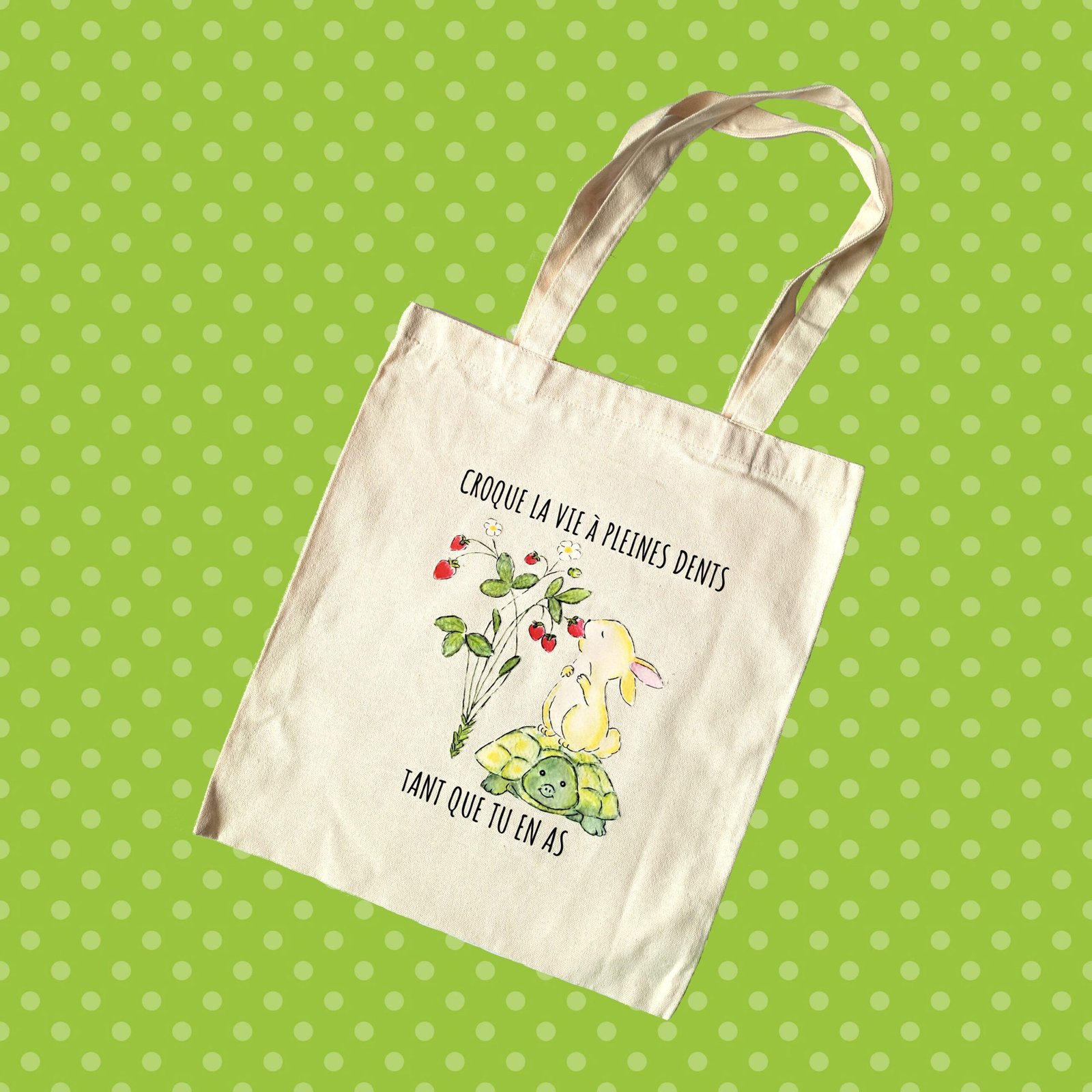sac tote bag lapin tortue croque la vie
