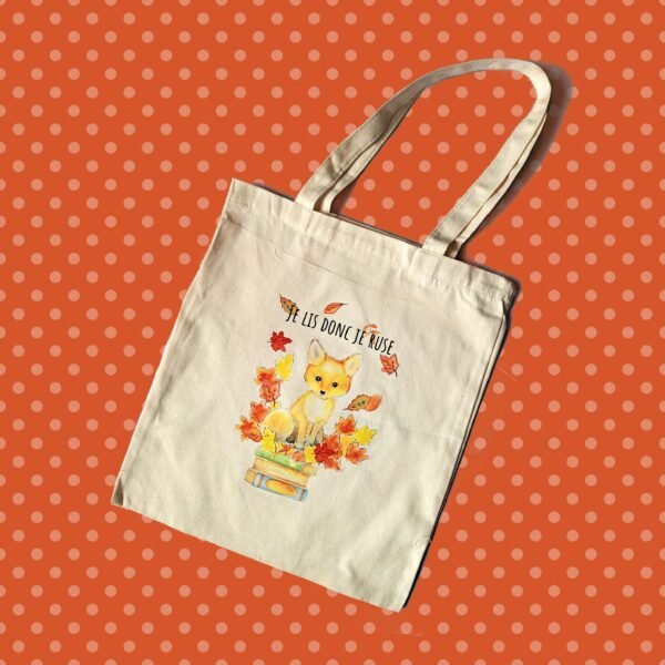 tote bag renard automne livre je lis